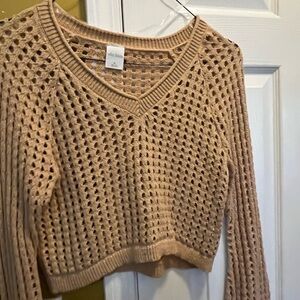 Tan sparkle cut out sweater
